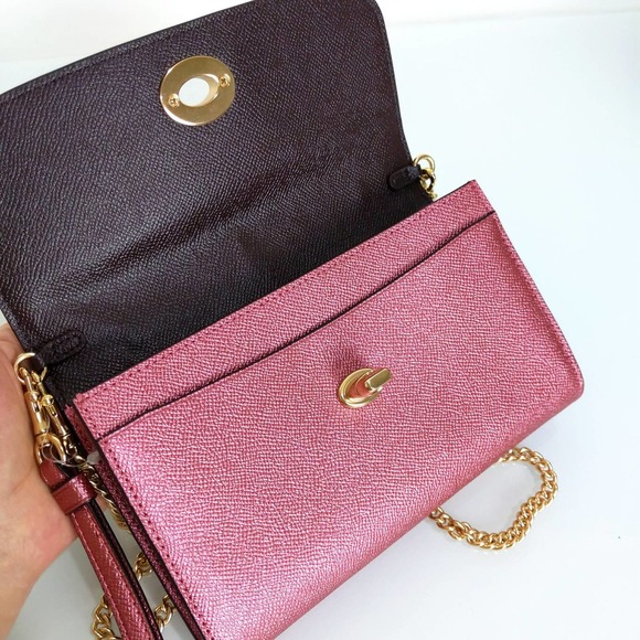 Coach Leather Chain Crossbody Bag Wristlet